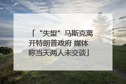 “失望”马斯克离开特朗普政府 媒体称当天两人未交谈