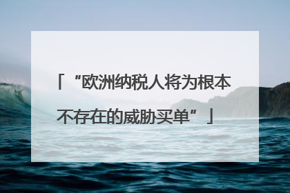“欧洲纳税人将为根本不存在的威胁买单”