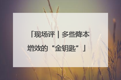 现场评｜多些降本增效的“金钥匙”