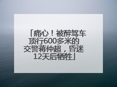 痛心！被醉驾车顶行600多米的交警蒋仲超，昏迷12天后牺牲
