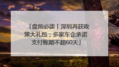 盘前必读丨深圳再获政策大礼包；多家车企承诺支付账期不超60天