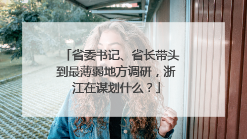 省委书记、省长带头到最薄弱地方调研，浙江在谋划什么？