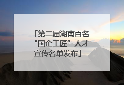 第二届湖南百名“国企工匠”人才宣传名单发布