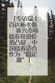 专访瑞士百达杨孝强：新兴市场债券投资价值凸显，中国债券适合作为“稳定器”