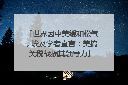 世界因中美缓和松气，埃及学者直言：美搞关税战损其领导力