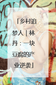 乡村追梦人｜林丹：一块豆腐的产业逆袭