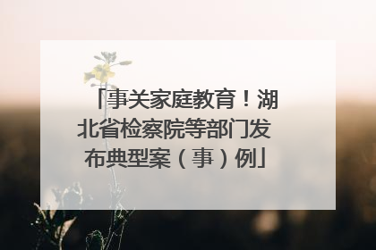 事关家庭教育！湖北省检察院等部门发布典型案（事）例