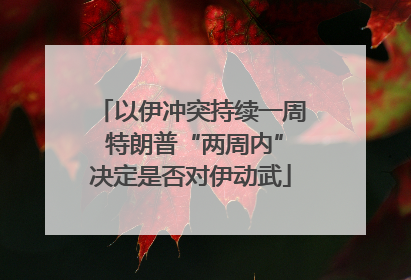 以伊冲突持续一周 特朗普“两周内”决定是否对伊动武