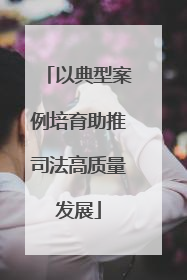 以典型案例培育助推司法高质量发展