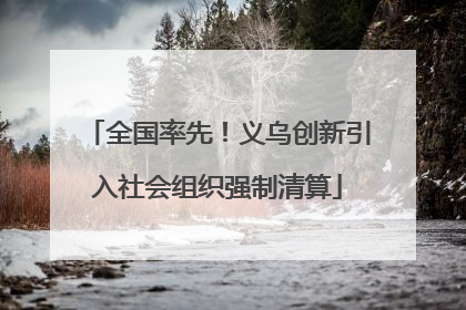 全国率先！义乌创新引入社会组织强制清算