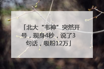 北大“韦神”突然开号，现身4秒，说了3句话，吸粉12万