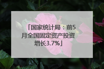 国家统计局：前5月全国固定资产投资增长3.7%