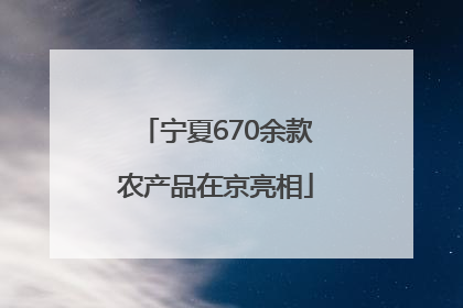 宁夏670余款农产品在京亮相