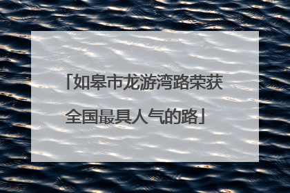 如皋市龙游湾路荣获全国最具人气的路