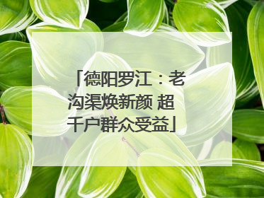 德阳罗江：老沟渠焕新颜 超千户群众受益