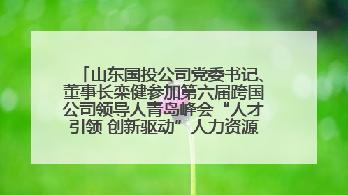 山东国投公司党委书记、董事长栾健参加第六届跨国公司领导人青岛峰会“人才引领 创新驱动”人力资源高质量发展对话会