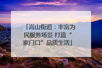 嵩山街道：丰富为民服务场景 打造“家门口”品质生活