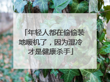 年轻人都在偷偷装地暖机了，因为湿冷才是健康杀手