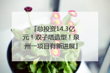总投资14.3亿元！双子塔造型！泉州一项目有新进展