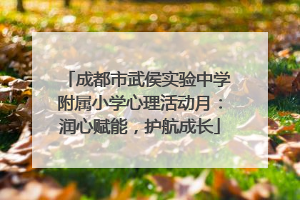 成都市武侯实验中学附属小学心理活动月：润心赋能，护航成长