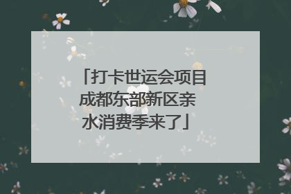 打卡世运会项目 成都东部新区亲水消费季来了