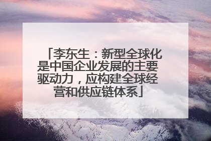 李东生：新型全球化是中国企业发展的主要驱动力，应构建全球经营和供应链体系