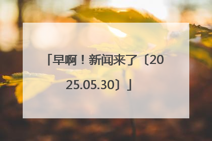 早啊！新闻来了〔2025.05.30〕