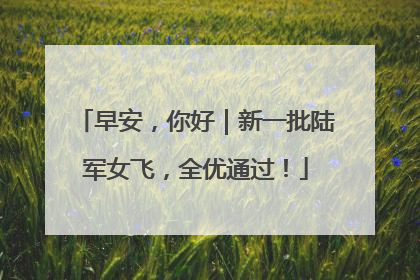 早安，你好｜新一批陆军女飞，全优通过！