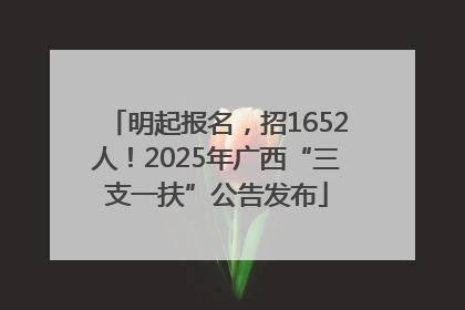 明起报名，招1652人！2025年广西“三支一扶”公告发布