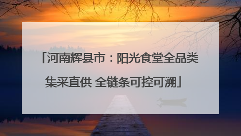 河南辉县市：阳光食堂全品类集采直供 全链条可控可溯