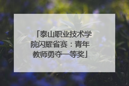 泰山职业技术学院闪耀省赛：青年教师勇夺一等奖