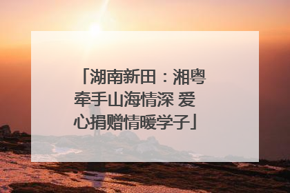 湖南新田：湘粤牵手山海情深 爱心捐赠情暖学子