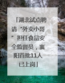 湖北试点聘请“外卖小哥”担任食品安全监督员，襄阳首批11人已上岗