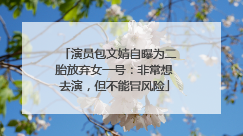 演员包文婧自曝为二胎放弃女一号：非常想去演，但不能冒风险