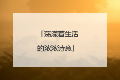 荡漾着生活的浓浓诗意