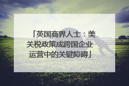英国商界人士：美关税政策成跨国企业运营中的关键障碍