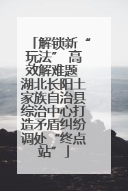 解锁新“玩法” 高效解难题 湖北长阳土家族自治县综治中心打造矛盾纠纷调处“终点站”