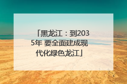 黑龙江：到2035年 要全面建成现代化绿色龙江