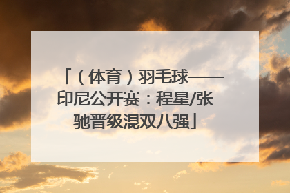 （体育）羽毛球——印尼公开赛：程星/张驰晋级混双八强