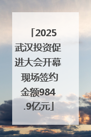 2025武汉投资促进大会开幕 现场签约金额984.9亿元