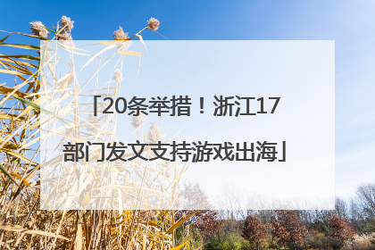 20条举措！浙江17部门发文支持游戏出海
