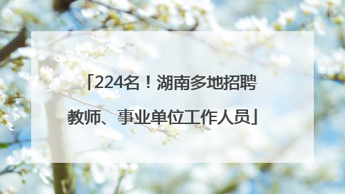 224名！湖南多地招聘教师、事业单位工作人员